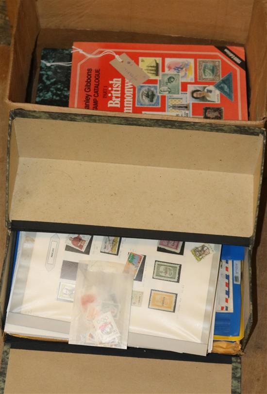 STAMPS, GB, Commonwealth and Foreign (two box files plus a Stanley Gibbons catalogue)